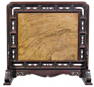 TABLE SCREEN WITH GREEN STONE PANEL