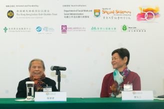 Ms. Tso, “Peer Supporter” of JC JoyAge and Ms. Chan, service recipient from JC JoyAge sharing their views.